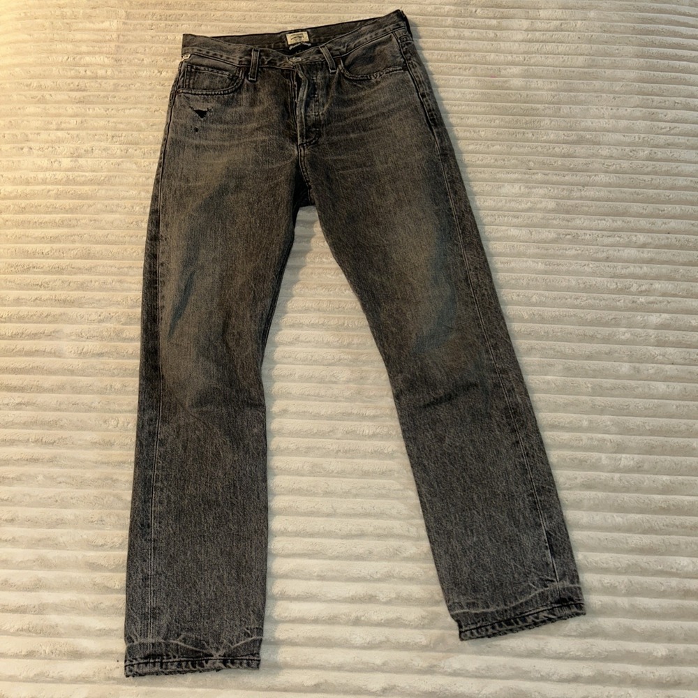 Citizens Of Humanity High-Rise Straight Leg Jeans in Washed Black